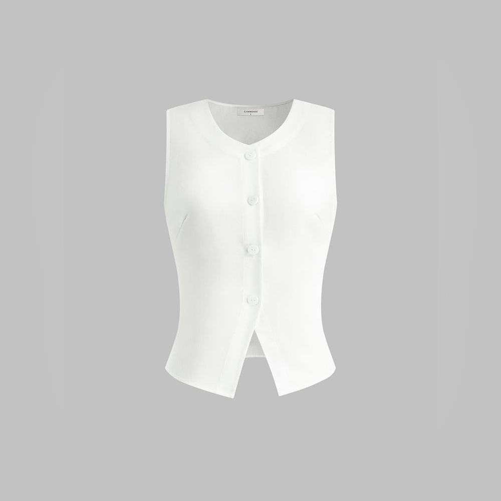 Commense Linen Blends Button Up Tank Top